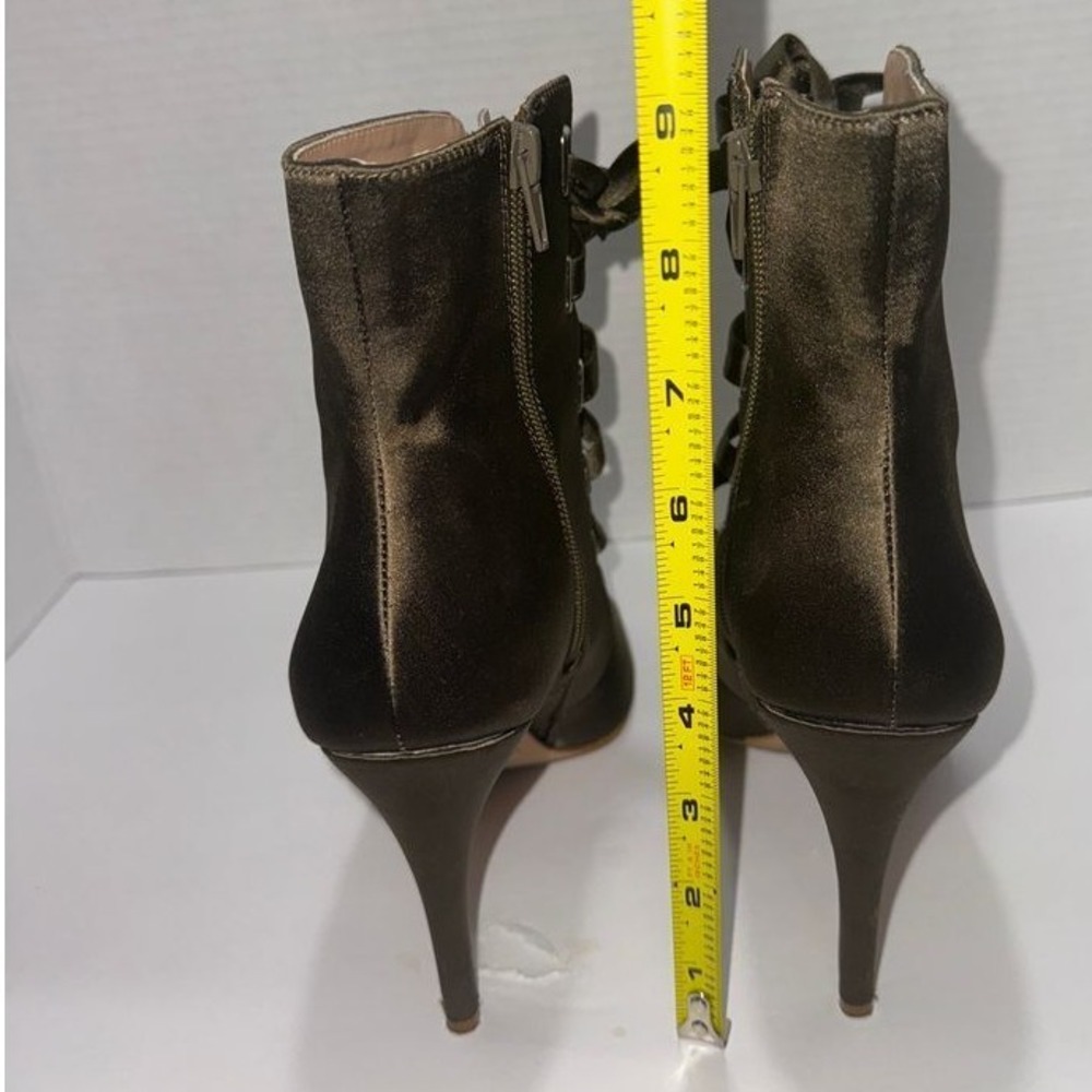INC Lace-Up Ankle Boots Satin Peep Toe Stiletto Heel 7M Feminine Whimsigoth Y2K‎ - Picture 4 of 8